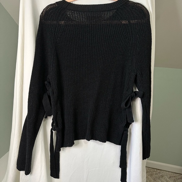 Loft Black Knit Sweater with Side Ties long sleeve size small - Picture 3 of 9